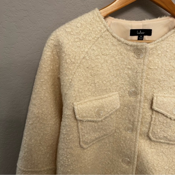 Lulu’s Unreal Coziness Ivory Shearling Jacket Women's Size XL - Picture 6 of 11